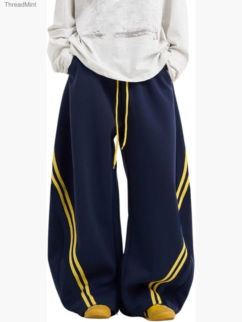 Wide Leg Sweatpants Baggy Barrel Joggers Drawstring Elastic Waist Pockets